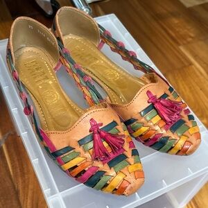 Mexican Colorful Woven Leather Huaraches 8.5-9